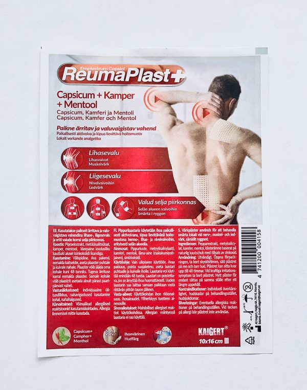 Reumaplast+ Capsicum, Kamparas ir Mentolis